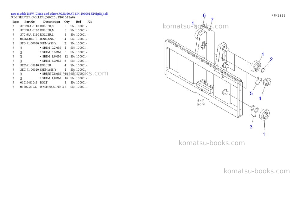 Komatsu fg35/40-at s/n 100001-up Parts catalog cover Page 4 Komatsu fg35/40-at s/n 100001-up Parts catalog cover Page 4