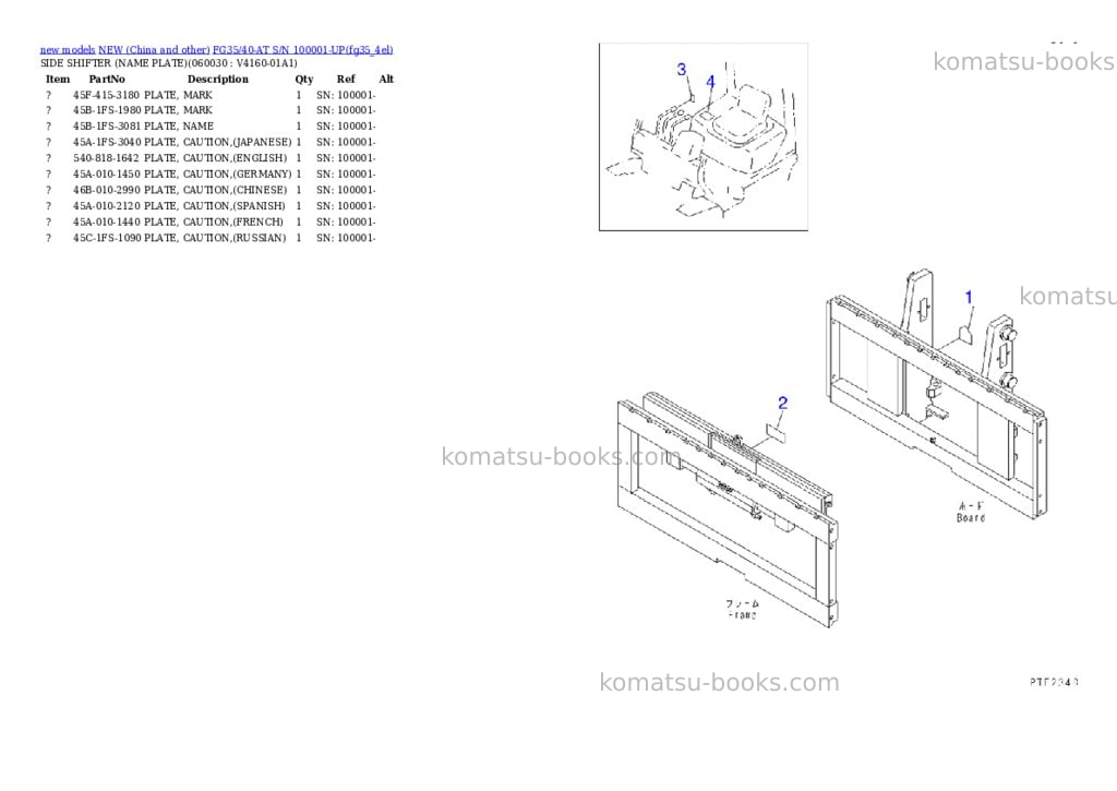 Komatsu fg35/40-at s/n 100001-up Parts catalog cover Page 5 Komatsu fg35/40-at s/n 100001-up Parts catalog cover Page 5