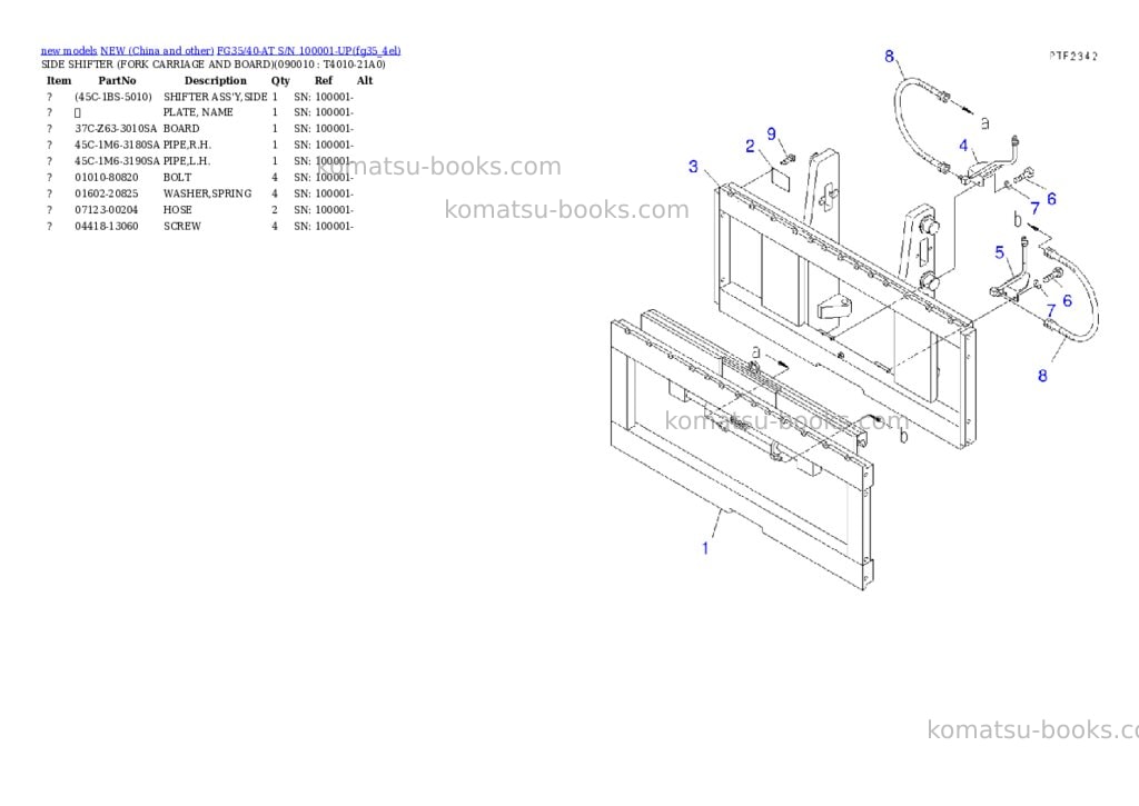 Komatsu fg35/40-at s/n 100001-up Parts catalog cover Page 6 Komatsu fg35/40-at s/n 100001-up Parts catalog cover Page 6
