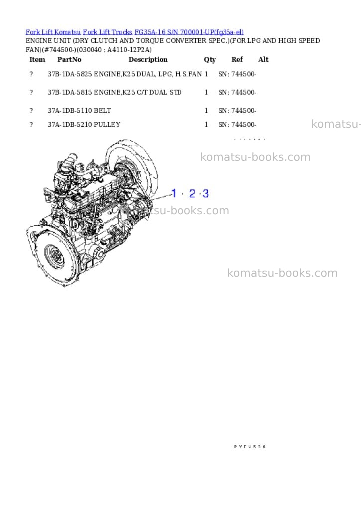 Komatsu FG35A-16 S/N 700001-UP Parts catalog cover Page 3