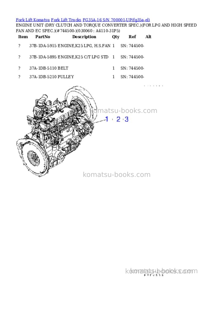 Komatsu FG35A-16 S/N 700001-UP Parts catalog cover Page 5