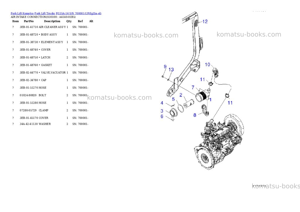 Komatsu FG35A-16 S/N 700001-UP Parts catalog cover Page 9