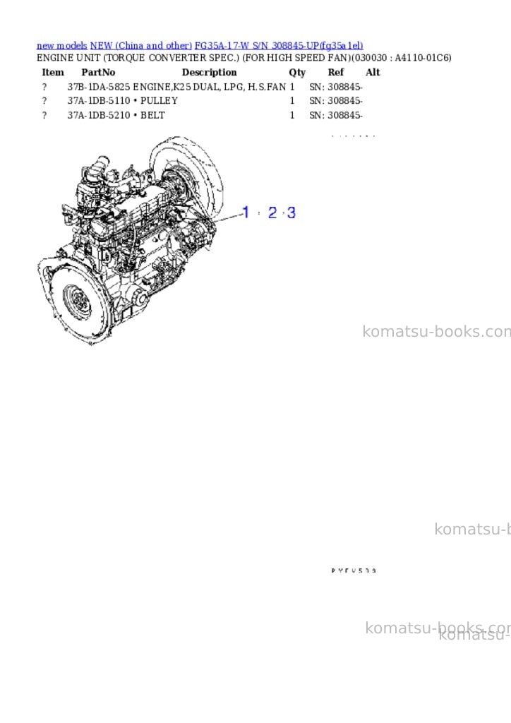 Komatsu fg35a-17-w s/n 308845-up Parts catalog cover Page 2 Komatsu fg35a-17-w s/n 308845-up Parts catalog cover Page 2