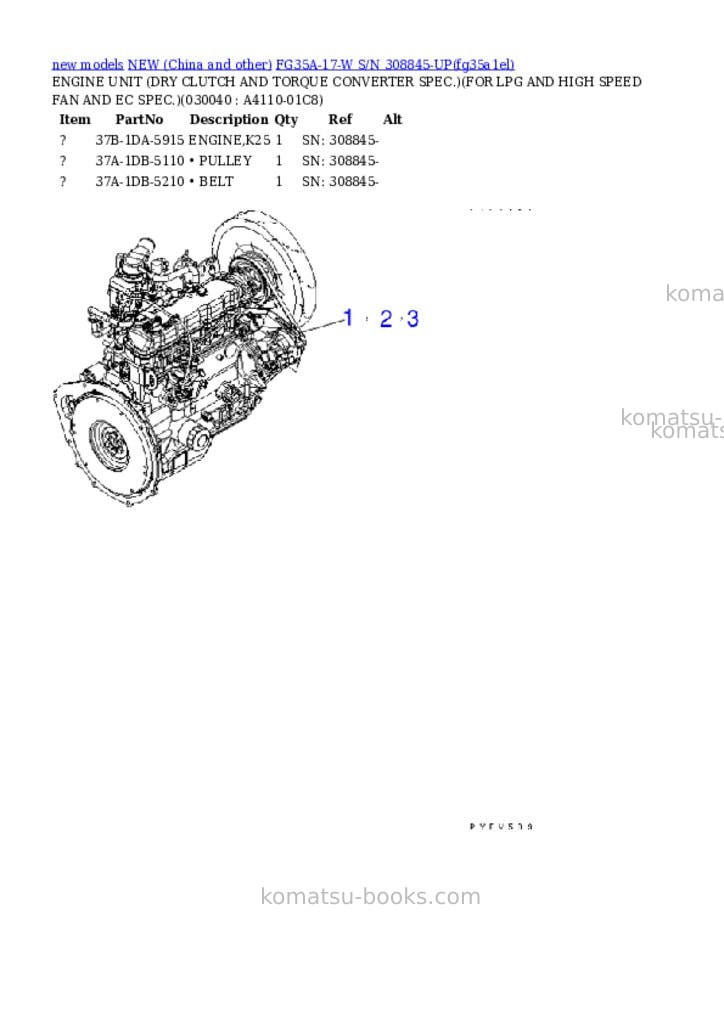 Komatsu fg35a-17-w s/n 308845-up Parts catalog cover Page 3 Komatsu fg35a-17-w s/n 308845-up Parts catalog cover Page 3