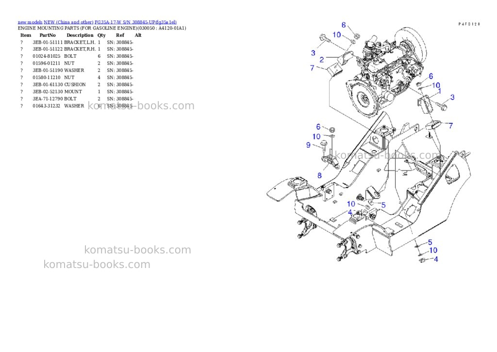 Komatsu fg35a-17-w s/n 308845-up Parts catalog cover Page 4 Komatsu fg35a-17-w s/n 308845-up Parts catalog cover Page 4