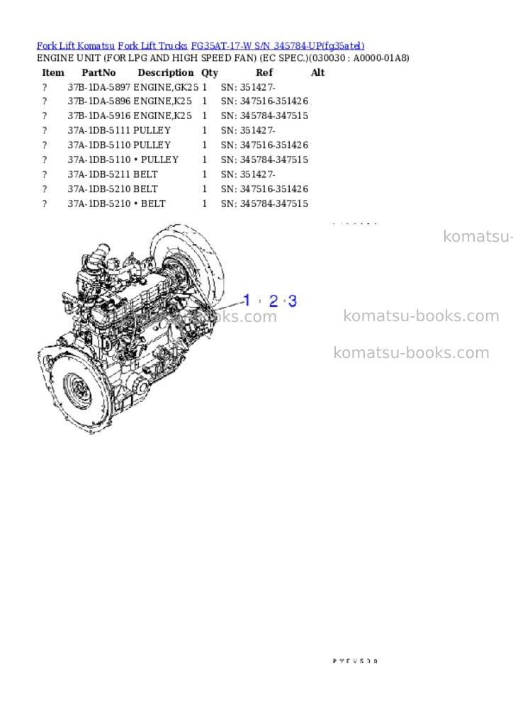 Komatsu FG35AT-17-W S/N 345784-UP Parts catalog cover Page 2