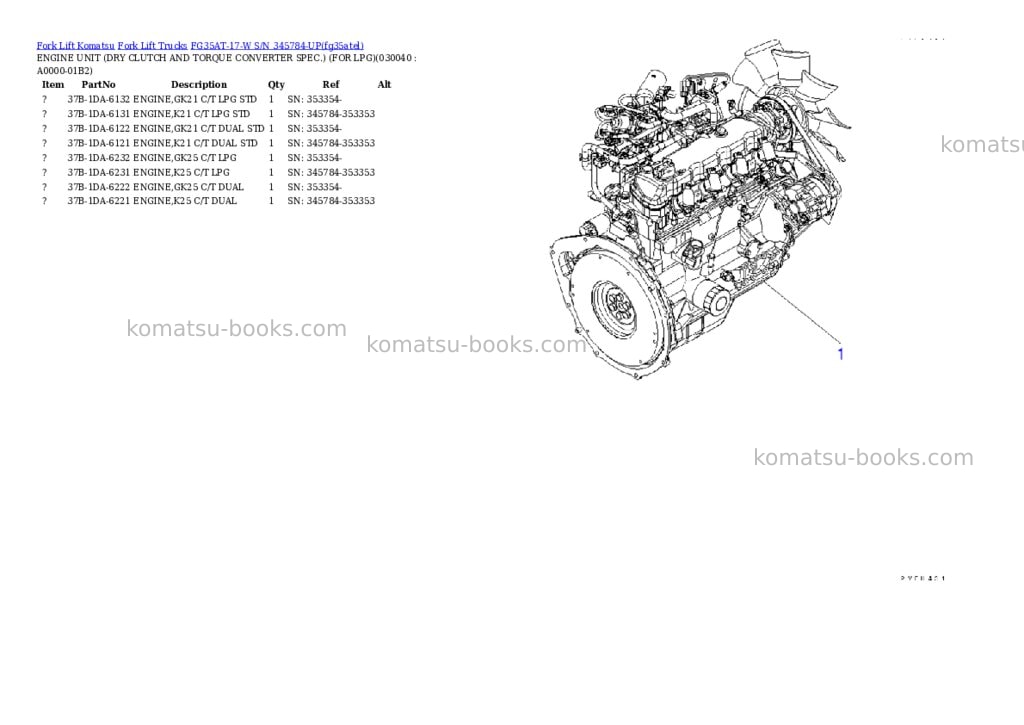 Komatsu FG35AT-17-W S/N 345784-UP Parts catalog cover Page 3