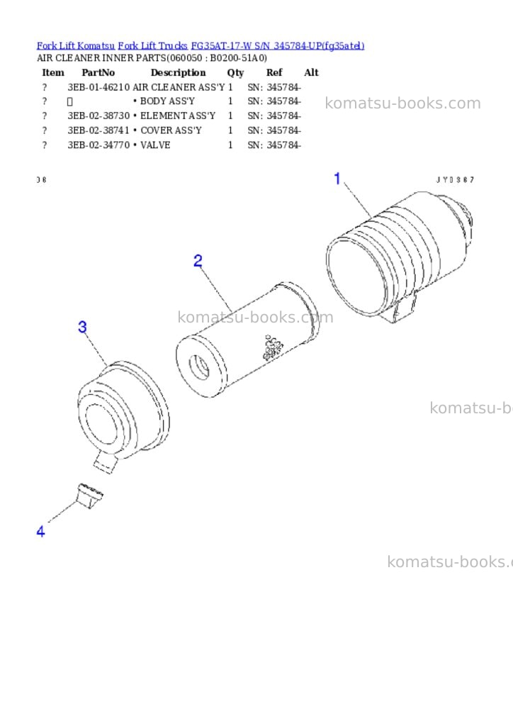 Komatsu FG35AT-17-W S/N 345784-UP Parts catalog cover Page 8