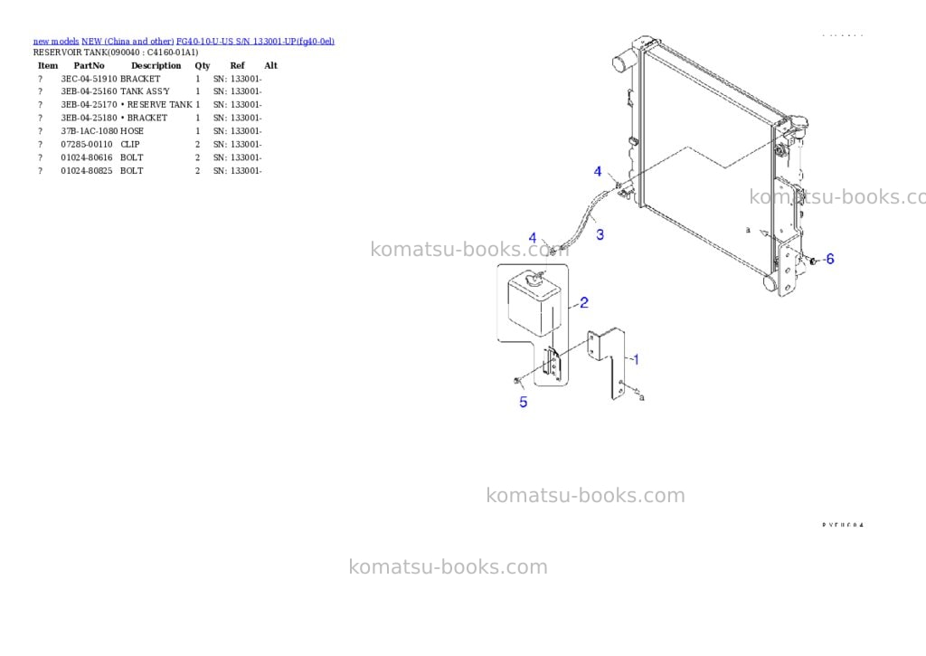 Komatsu fg40-10-u-us s/n 133001-up Parts catalog cover Page 10