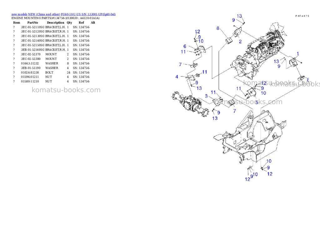 Komatsu fg40-10-u-us s/n 133001-up Parts catalog cover Page 2