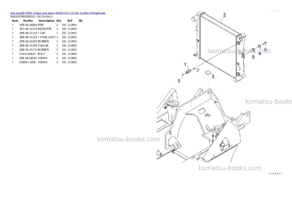 Komatsu fg40-10-u-us s/n 133001-up Parts catalog cover Page 7