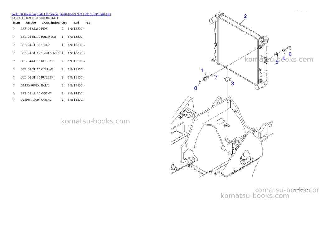 Komatsu fg40-10-us s/n 133001-up Parts catalog cover Page 6 Komatsu fg40-10-us s/n 133001-up Parts catalog cover Page 6
