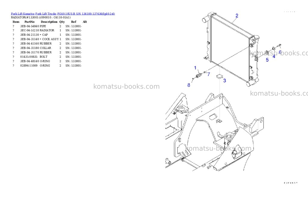 Komatsu FG40-10US-B S/N 136100-137636 Parts catalog cover Page 7