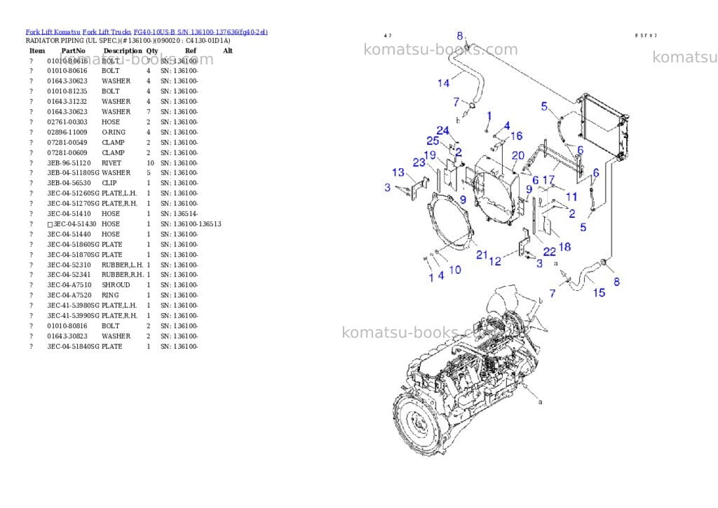 Komatsu FG40-10US-B S/N 136100-137636 Parts catalog cover Page 8