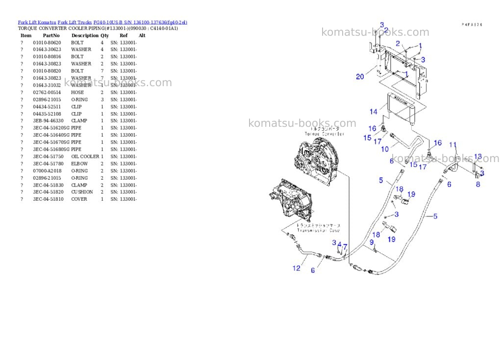 Komatsu FG40-10US-B S/N 136100-137636 Parts catalog cover Page 9