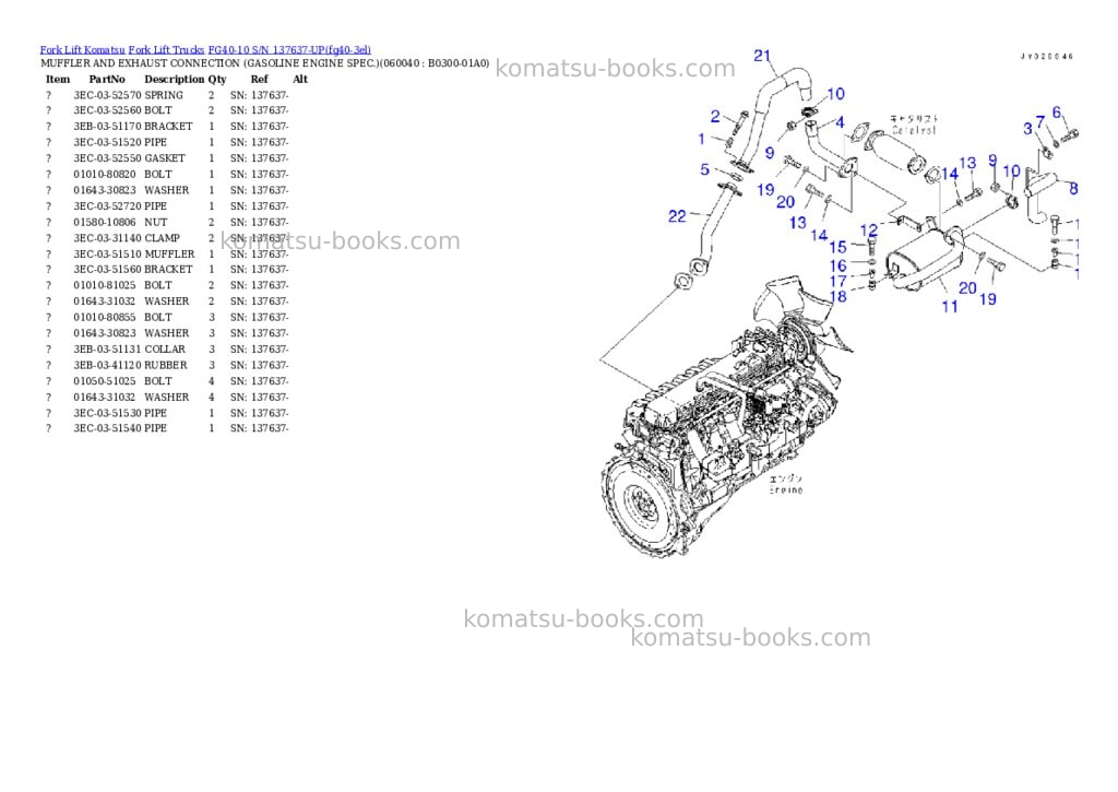 Komatsu FG40-10 S/N 137637-UP Parts catalog cover Page 6 Komatsu FG40-10 S/N 137637-UP Parts catalog cover Page 6