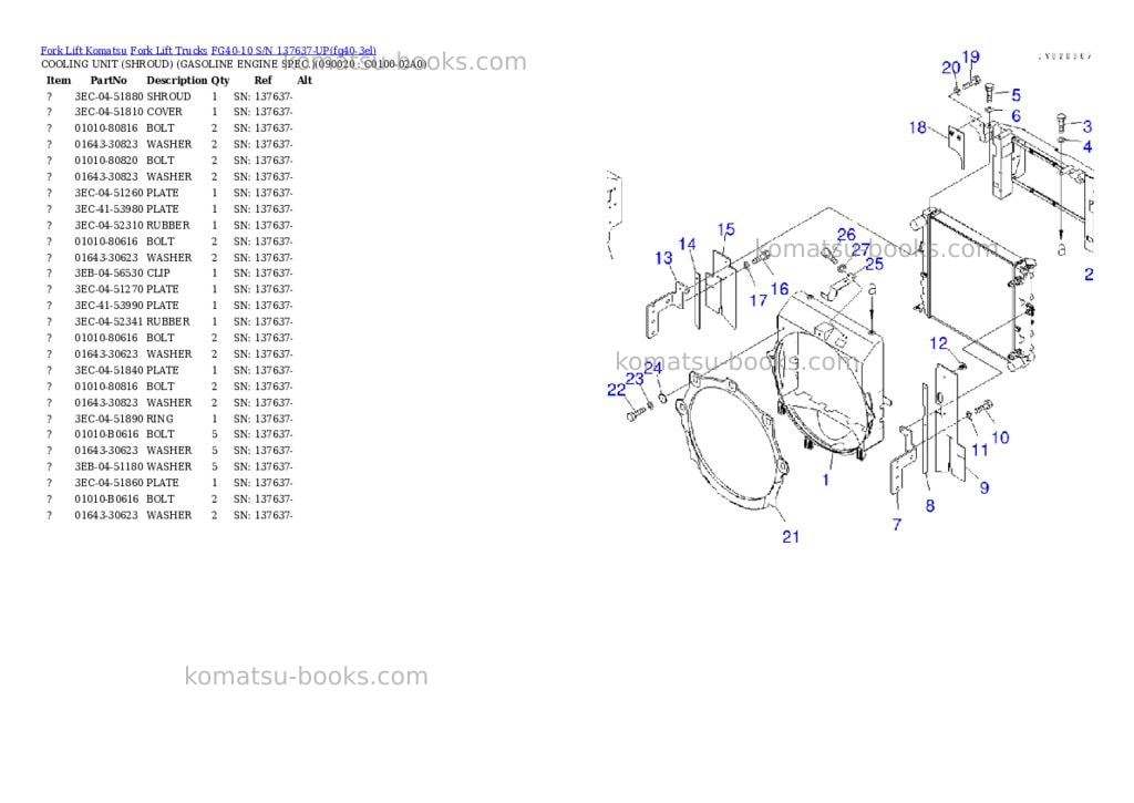 Komatsu FG40-10 S/N 137637-UP Parts catalog cover Page 9 Komatsu FG40-10 S/N 137637-UP Parts catalog cover Page 9