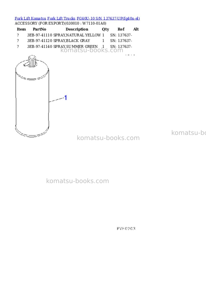 Komatsu FG40U-10 S/N 137637-UP Parts catalog cover Komatsu FG40U-10 S/N 137637-UP Parts catalog cover