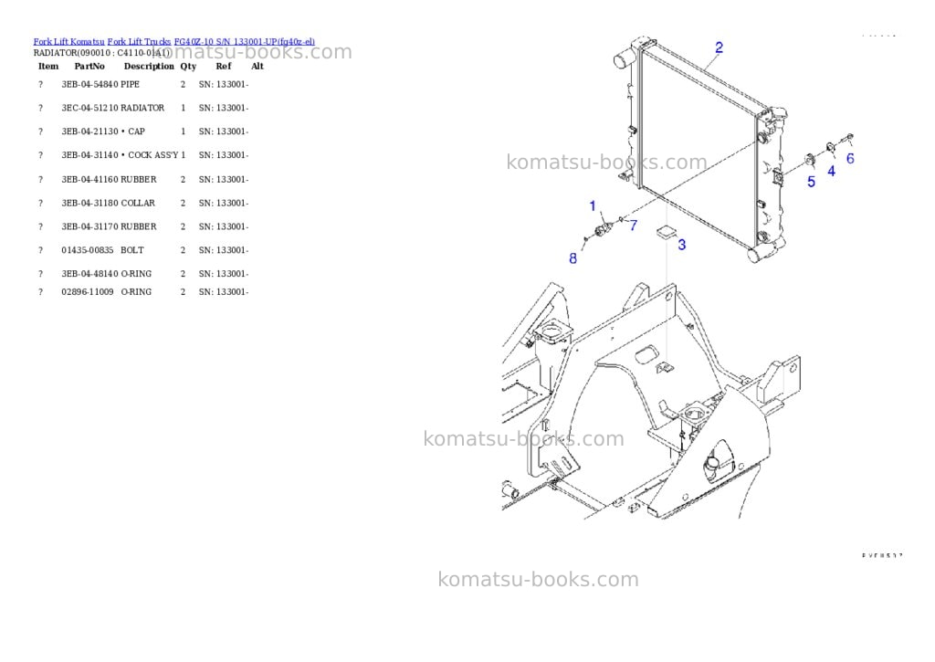 Komatsu FG40Z-10 S/N 133001-UP Parts catalog cover Page 10