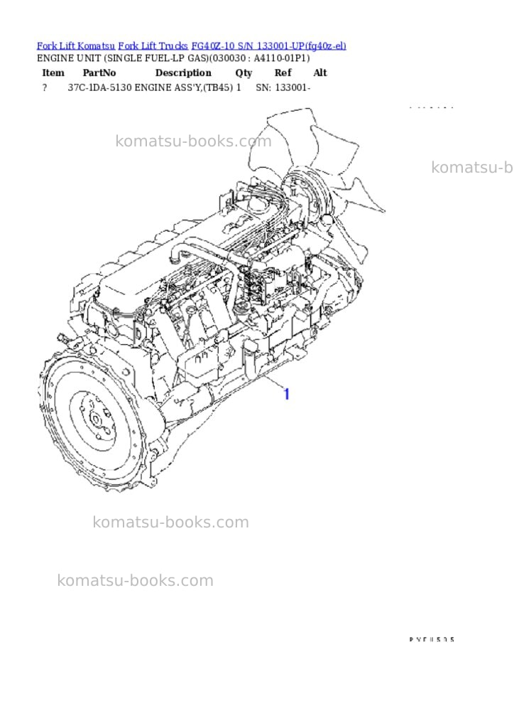 Komatsu FG40Z-10 S/N 133001-UP Parts catalog cover Page 2