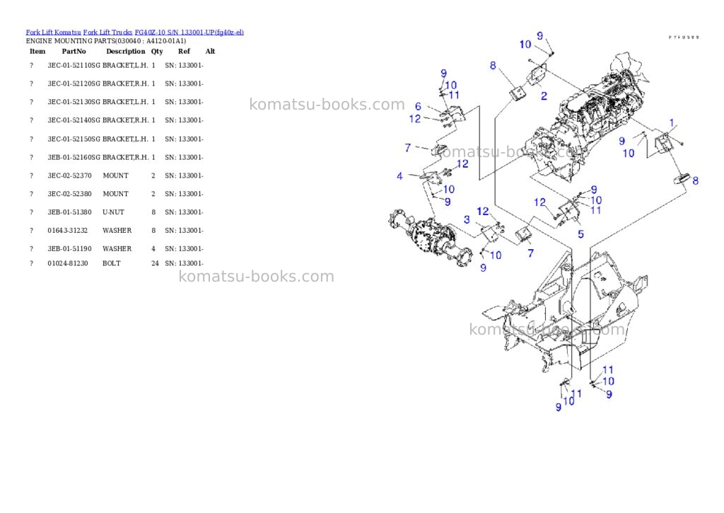 Komatsu FG40Z-10 S/N 133001-UP Parts catalog cover Page 3