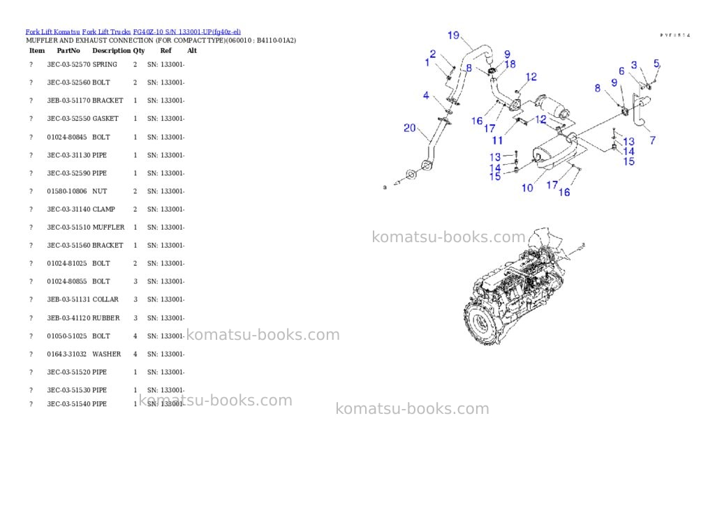 Komatsu FG40Z-10 S/N 133001-UP Parts catalog cover Page 8