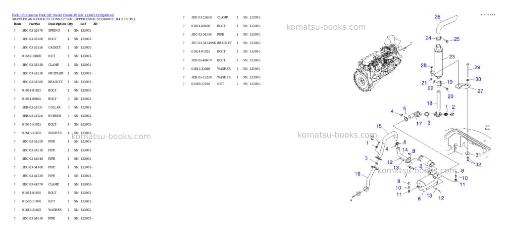 Komatsu FG40Z-10 S/N 133001-UP Parts catalog cover Page 9