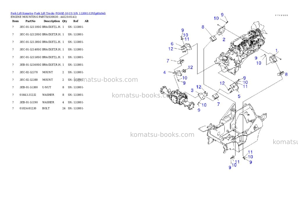 Komatsu fg40z-10-us s/n 133001-up Parts catalog cover Page 2