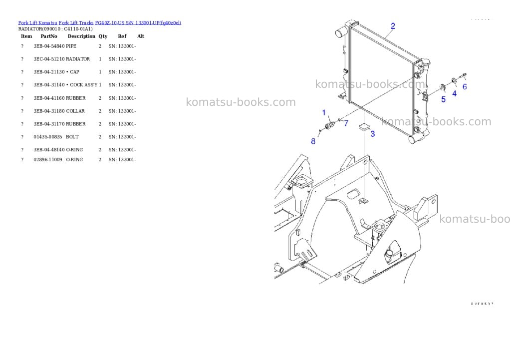 Komatsu fg40z-10-us s/n 133001-up Parts catalog cover Page 6