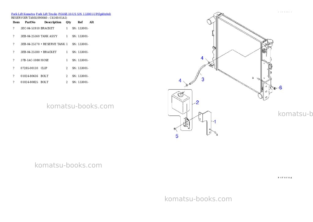 Komatsu fg40z-10-us s/n 133001-up Parts catalog cover Page 9