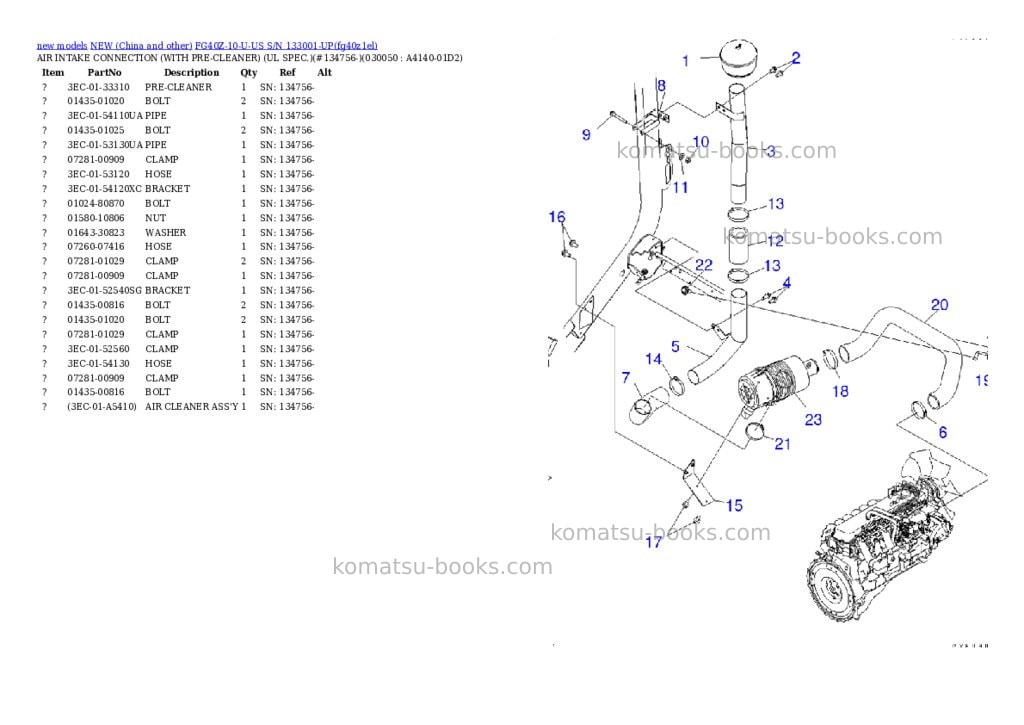 Komatsu fg40z-10-u-us s/n 133001-up Parts catalog cover Page 4 Komatsu fg40z-10-u-us s/n 133001-up Parts catalog cover Page 4