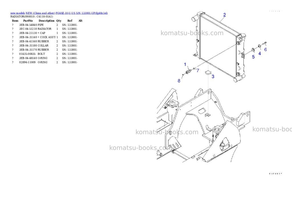 Komatsu fg40z-10-u-us s/n 133001-up Parts catalog cover Page 7 Komatsu fg40z-10-u-us s/n 133001-up Parts catalog cover Page 7