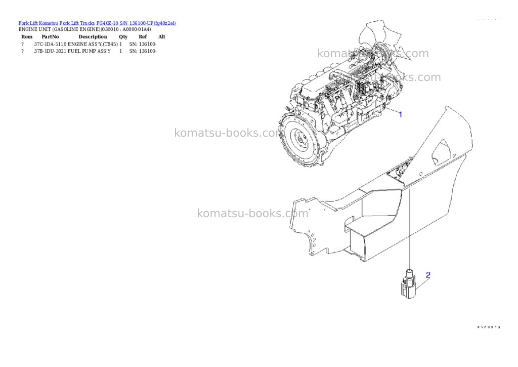 Komatsu FG40Z-10 S/N 136100-UP Parts catalog cover