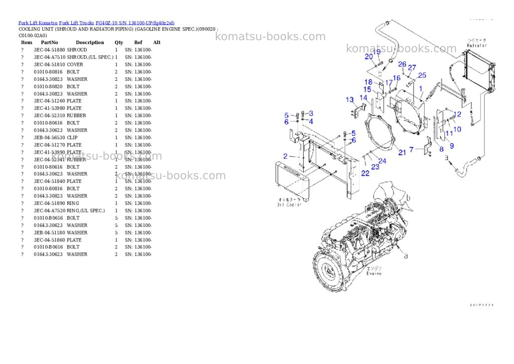 Komatsu FG40Z-10 S/N 136100-UP Parts catalog cover Page 10