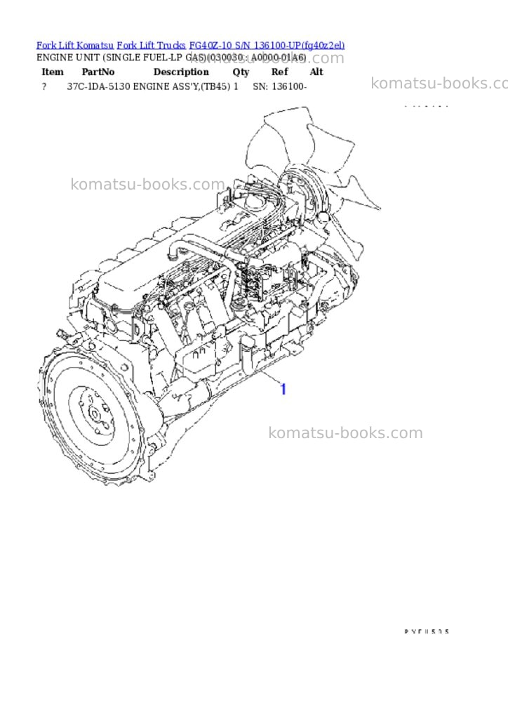 Komatsu FG40Z-10 S/N 136100-UP Parts catalog cover Page 3
