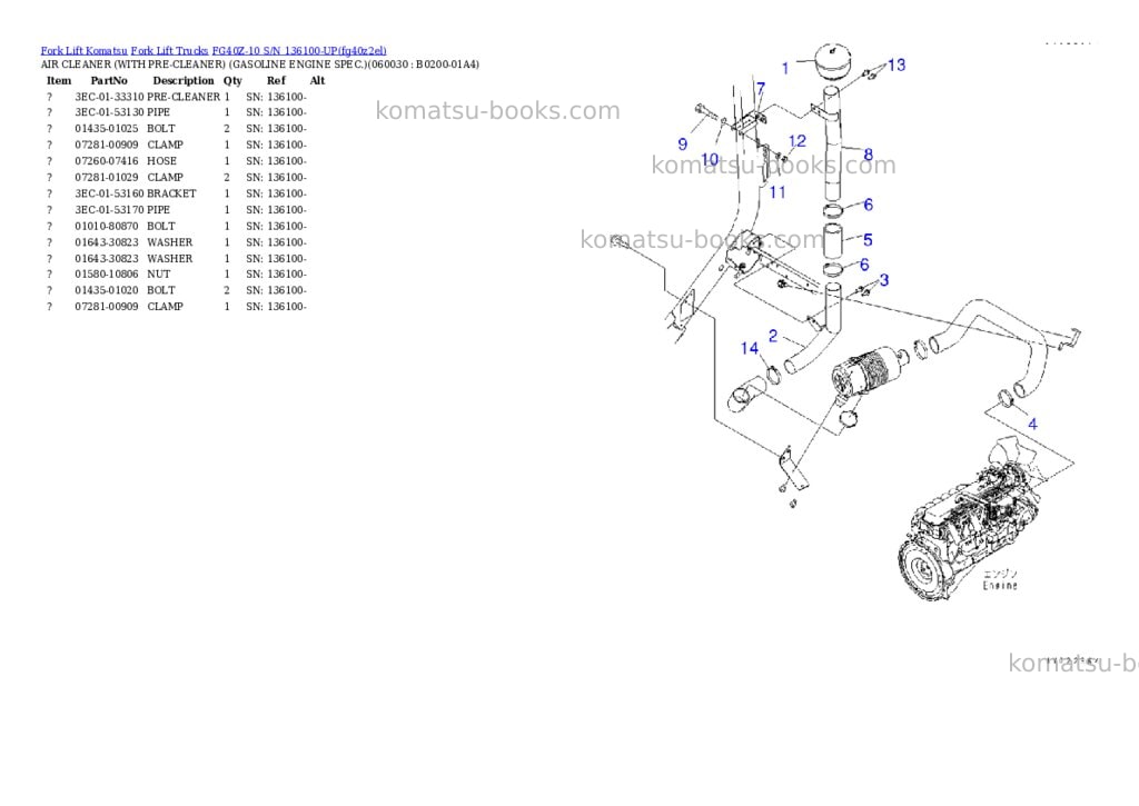 Komatsu FG40Z-10 S/N 136100-UP Parts catalog cover Page 6