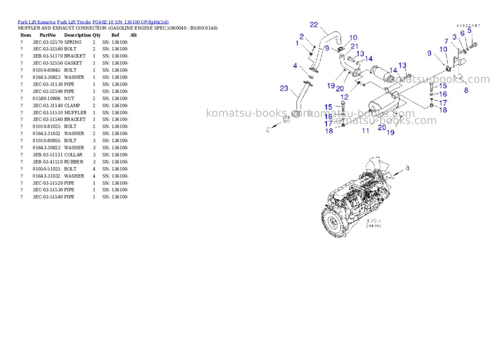 Komatsu FG40Z-10 S/N 136100-UP Parts catalog cover Page 7