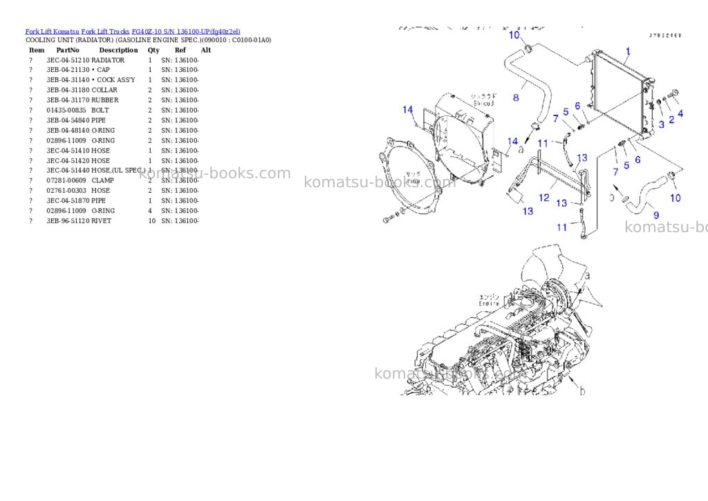 Komatsu FG40Z-10 S/N 136100-UP Parts catalog cover Page 9