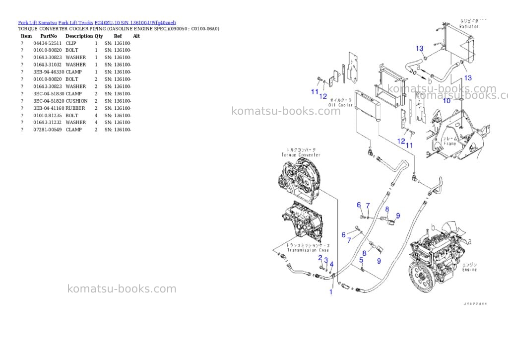 Komatsu FG40ZU-10 S/N 136100-UP Parts catalog cover Page 10 Komatsu FG40ZU-10 S/N 136100-UP Parts catalog cover Page 10