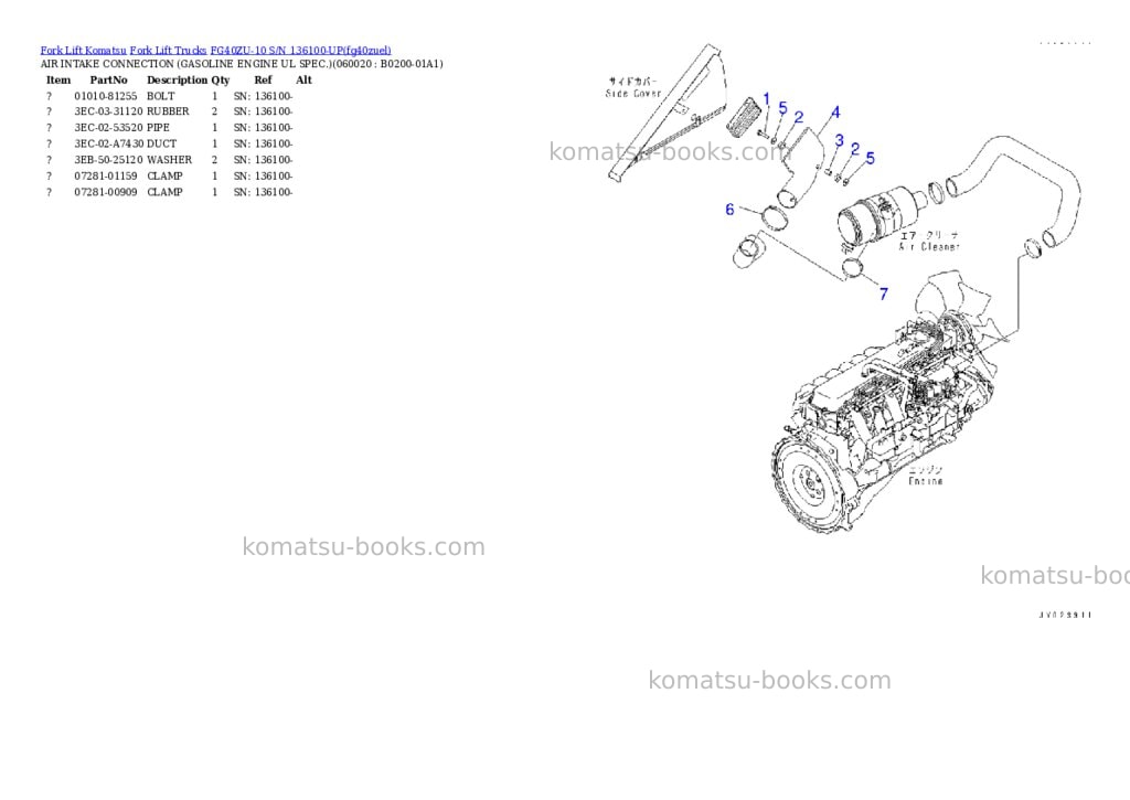 Komatsu FG40ZU-10 S/N 136100-UP Parts catalog cover Page 3 Komatsu FG40ZU-10 S/N 136100-UP Parts catalog cover Page 3
