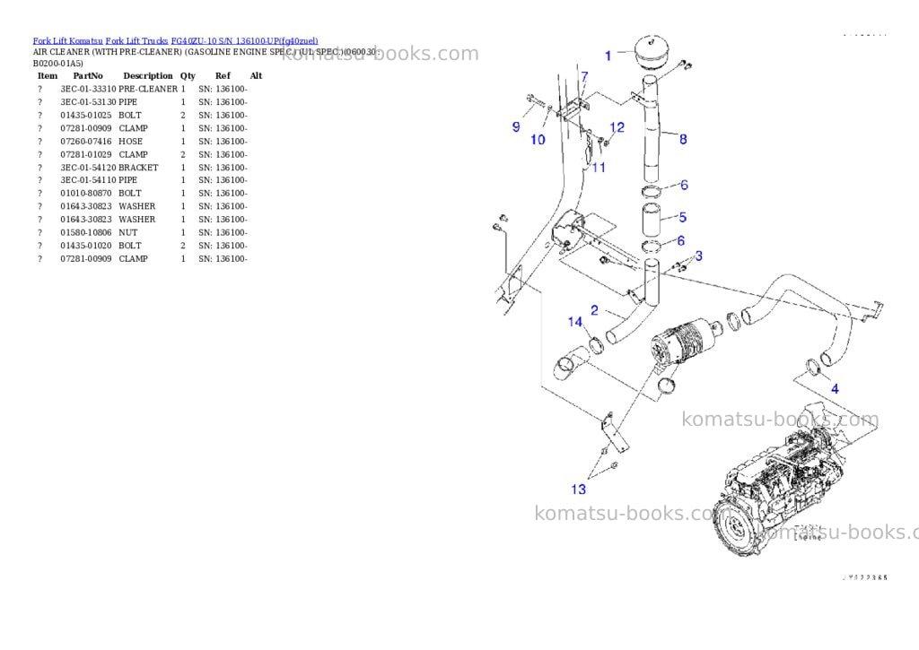 Komatsu FG40ZU-10 S/N 136100-UP Parts catalog cover Page 4 Komatsu FG40ZU-10 S/N 136100-UP Parts catalog cover Page 4