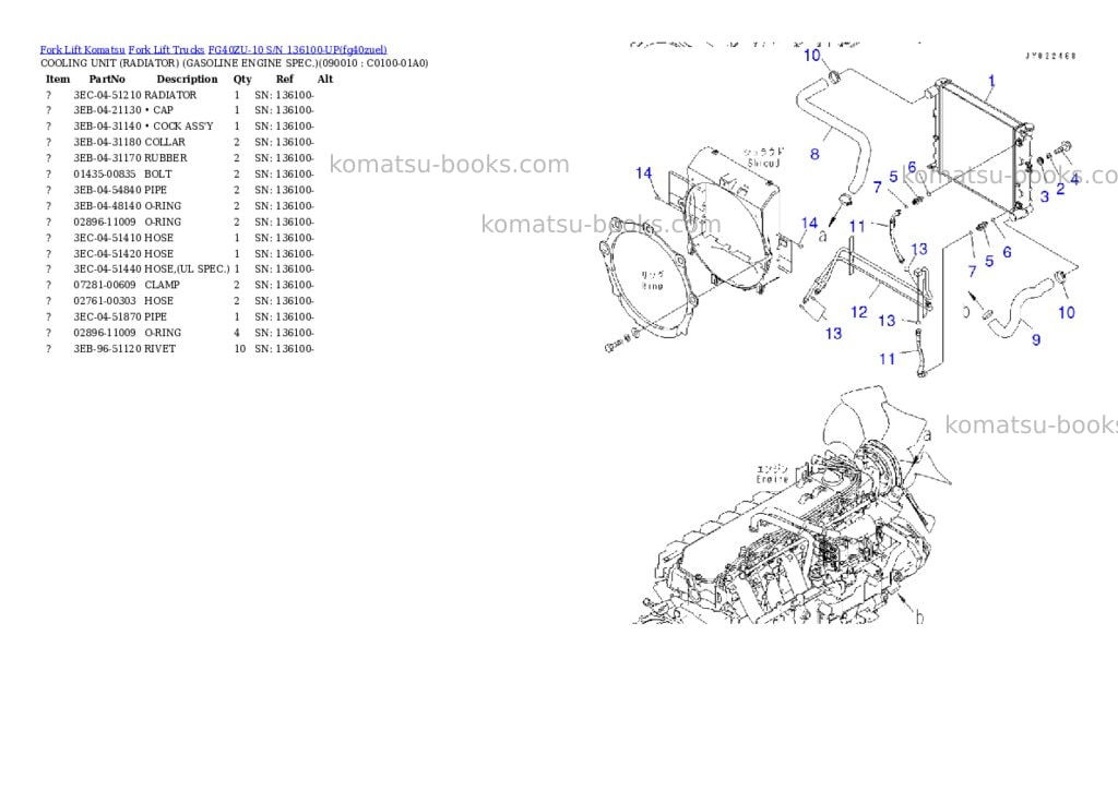 Komatsu FG40ZU-10 S/N 136100-UP Parts catalog cover Page 6 Komatsu FG40ZU-10 S/N 136100-UP Parts catalog cover Page 6