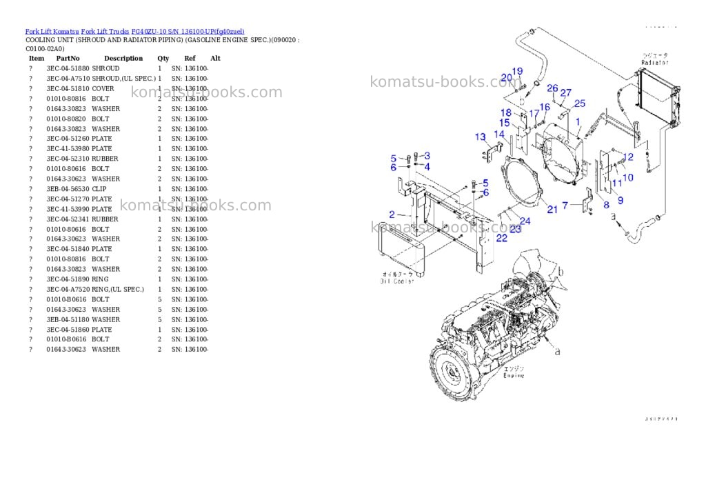 Komatsu FG40ZU-10 S/N 136100-UP Parts catalog cover Page 7 Komatsu FG40ZU-10 S/N 136100-UP Parts catalog cover Page 7