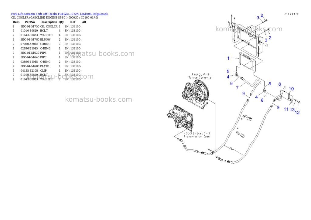 Komatsu FG40ZU-10 S/N 136100-UP Parts catalog cover Page 8 Komatsu FG40ZU-10 S/N 136100-UP Parts catalog cover Page 8
