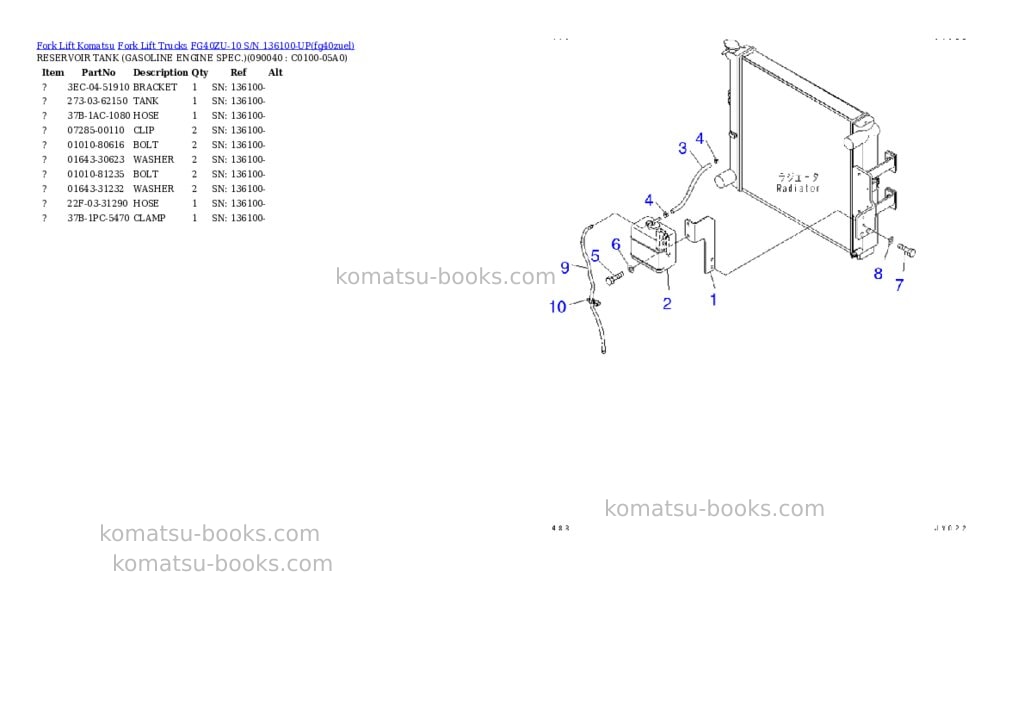Komatsu FG40ZU-10 S/N 136100-UP Parts catalog cover Page 9 Komatsu FG40ZU-10 S/N 136100-UP Parts catalog cover Page 9