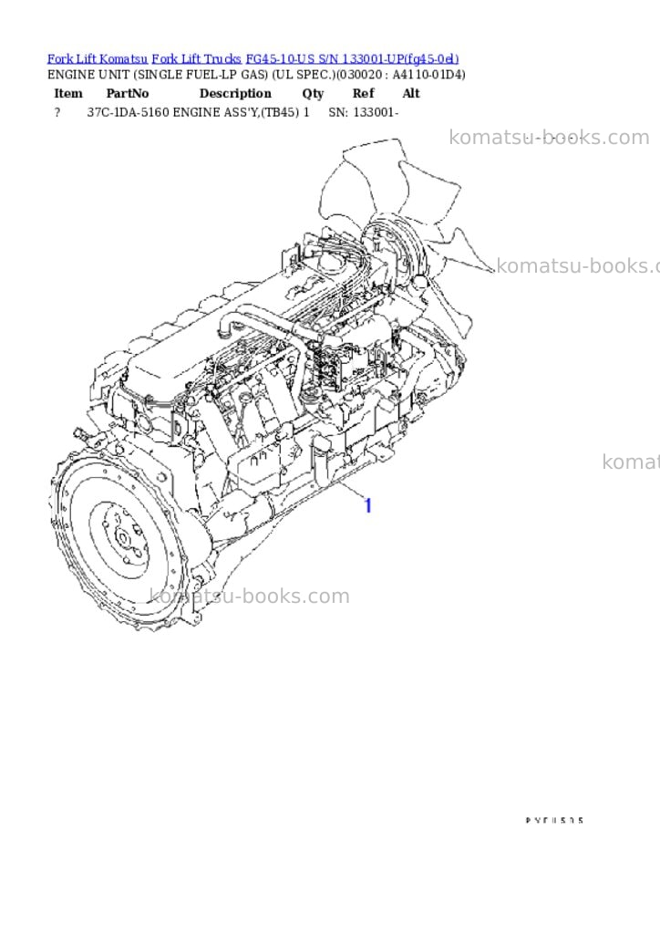 Komatsu fg45-10-us s/n 133001-up Parts catalog cover