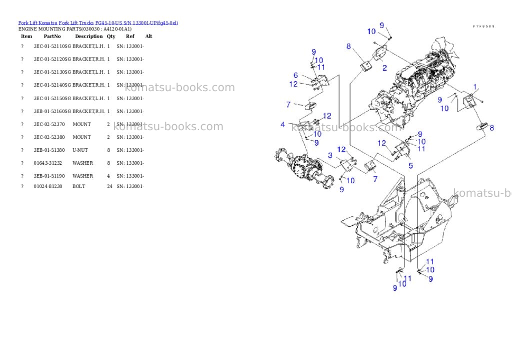 Komatsu fg45-10-us s/n 133001-up Parts catalog cover Page 2