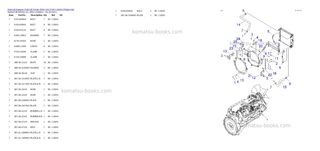 Komatsu fg45-10-us s/n 133001-up Parts catalog cover Page 7