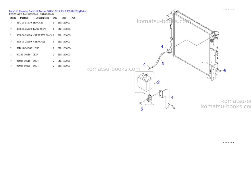 Komatsu fg45-10-us s/n 133001-up Parts catalog cover Page 9