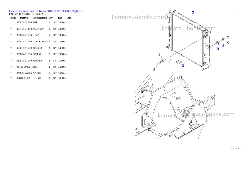 Komatsu fg45-10 s/n 133001-up Parts catalog cover Page 10 Komatsu fg45-10 s/n 133001-up Parts catalog cover Page 10